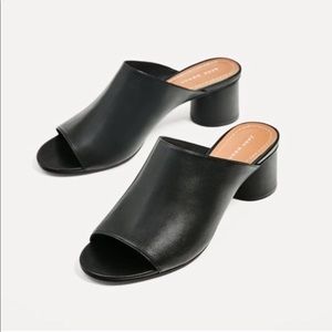 NWT Zara Heeled Mules in Black